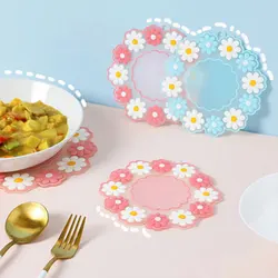 Kawaii Daisy Placemat Coaster Insulation Mat Drink Cup Pads Table Mat Anti-skid Cup Pads Tea Milk Coffee Cup Coaster Decoration