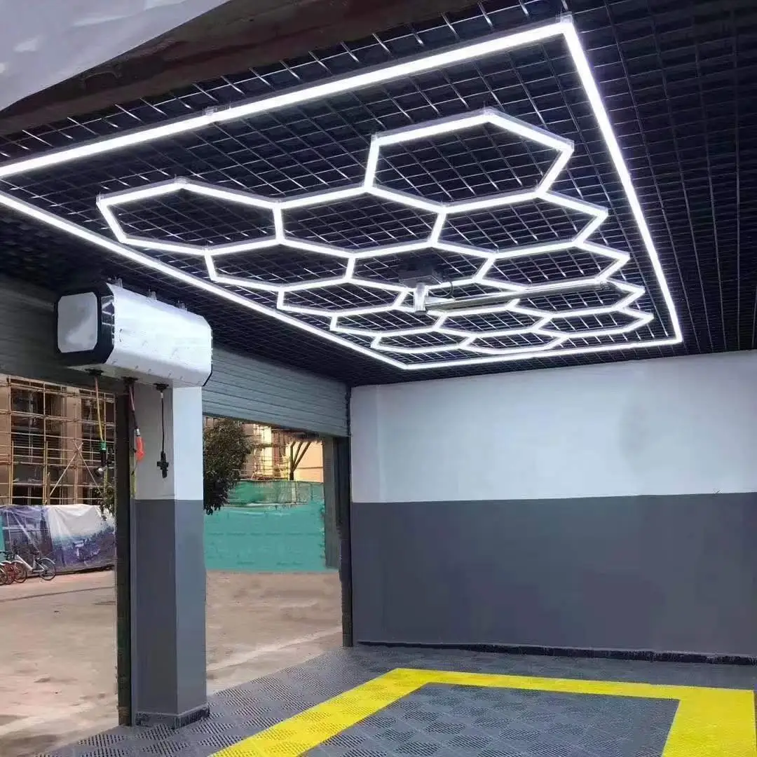 Imagem -06 - Honeycomb Led Auto Detalhar Luzes de Teto Tamanho Pode Ser Personalizado Luzes Hexagonais para Carro Showroom 4s Store Workshop Anos