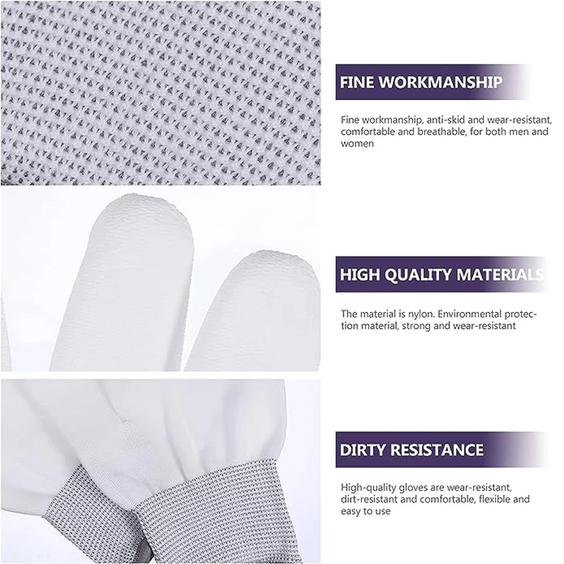 1Pair Car Vinyl Wrap Gloves Anti-Static Window Tinting Film Install Gloves Nylon PU Coated Fingertip Work Gloves Wrapping Tools