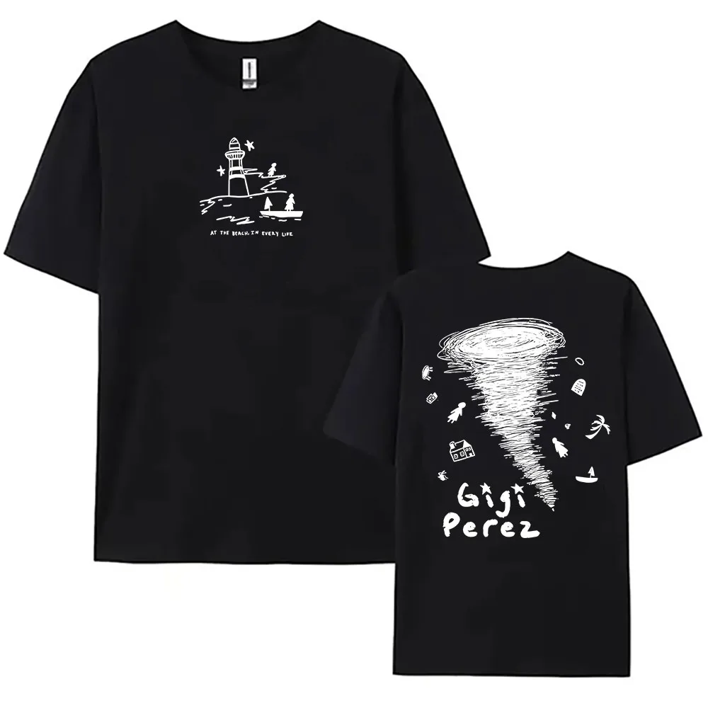 Gigi Perez Twister Black T-shirt 2025 LP At The Beach, in Every Life Graphic Tshirts Unisex Streetwear Short Sleeve Cotton Tees
