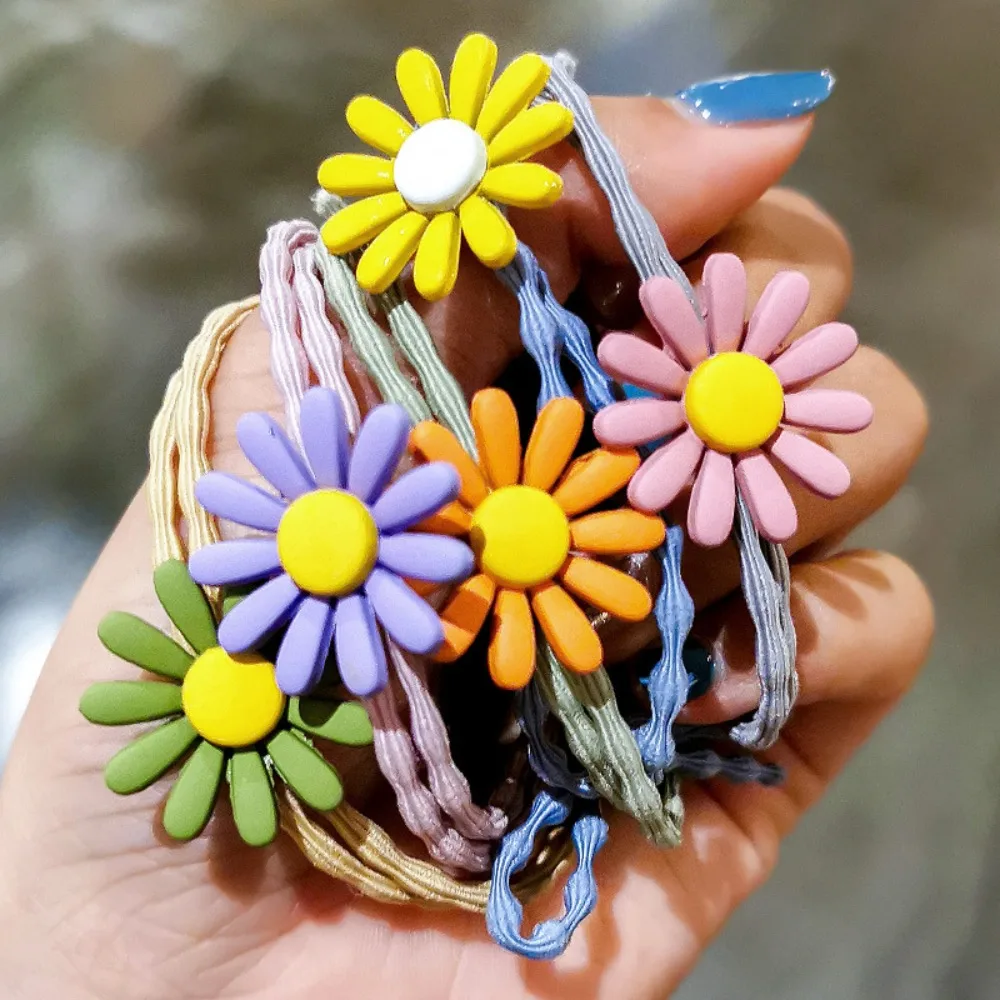 Coleteros elásticos con margaritas para niñas – Color caramelo - imagen 4