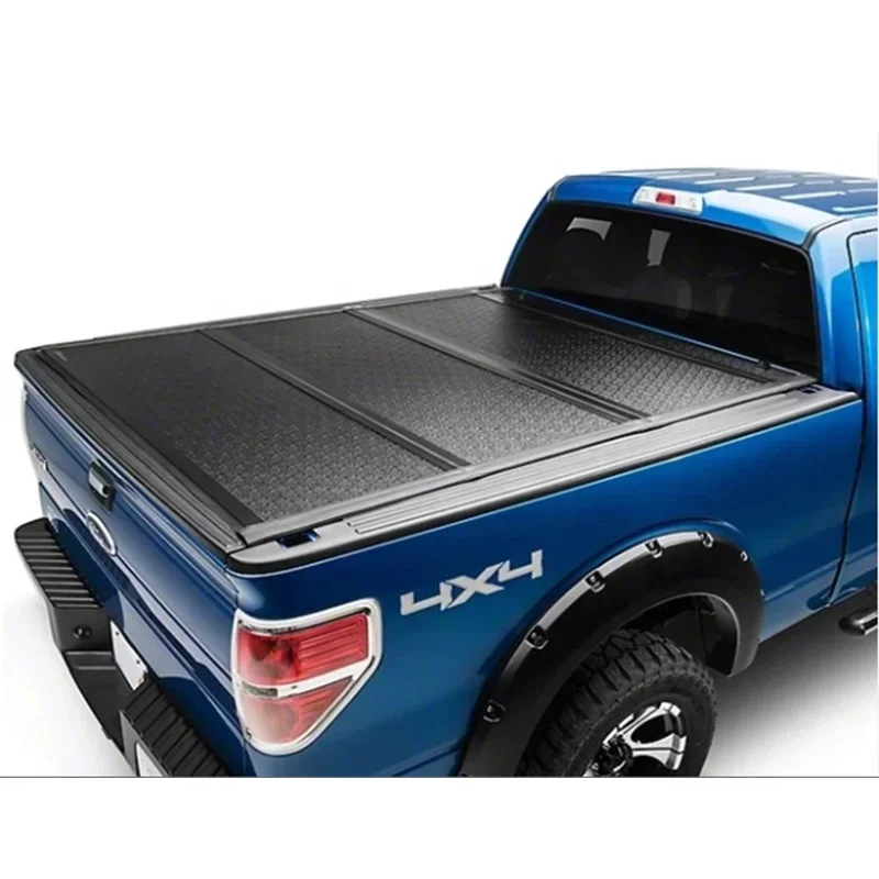 

Tri Fold Tonneau Cover Pick Up Truck Accessories Aluminum Hard Tri-Fold Cover For Hilux Revo