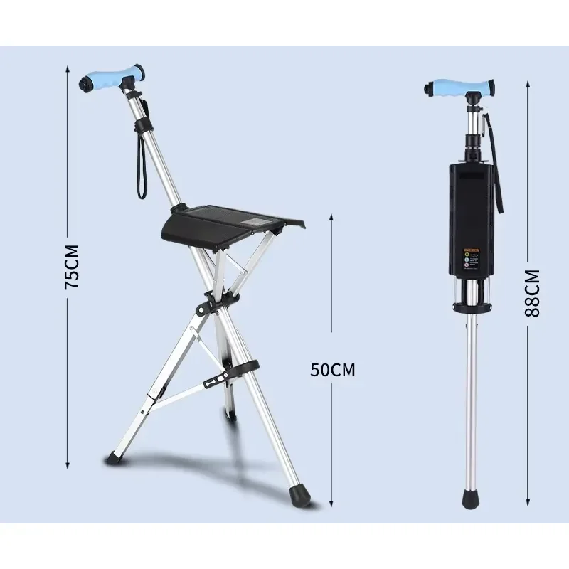 Ultra-light Aluminum Alloy Mountaineering Cane Portable Folding Multifunctional Anti-Slip Belt for the elderly, 150 lbs