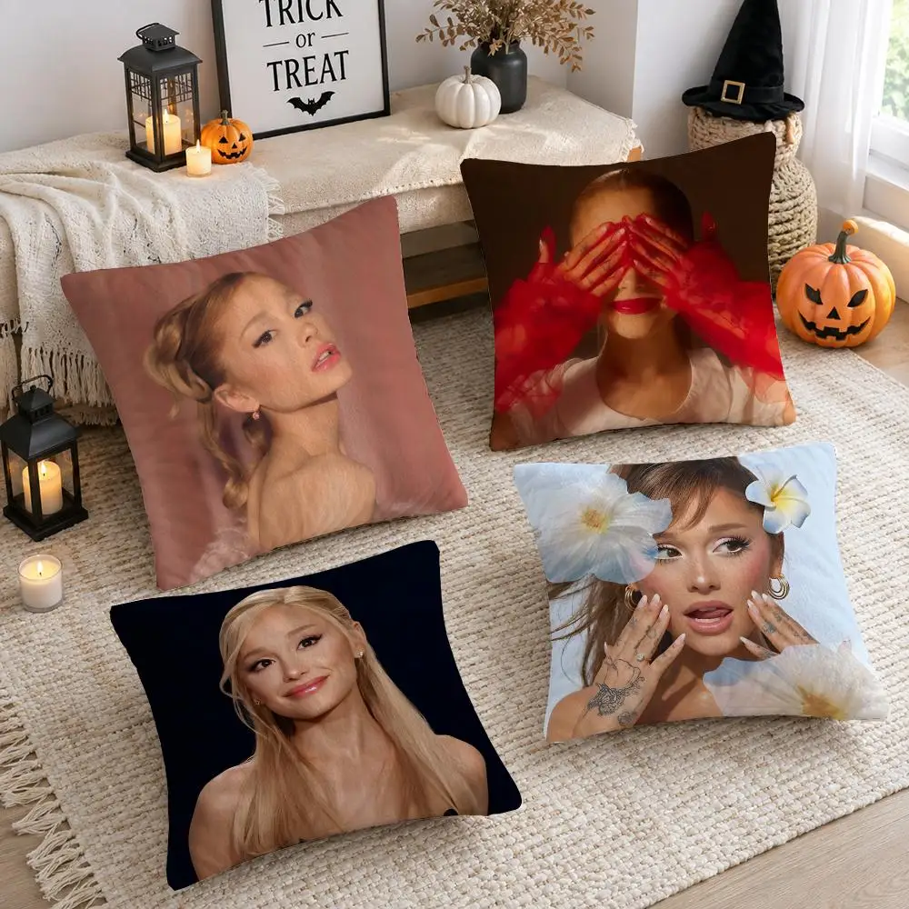 Singer A-Ariana Pop G-Grande Cushion Cover Plush Decorative Pillow Case With Hidden Zipper Cutecore Room Decor For Home
