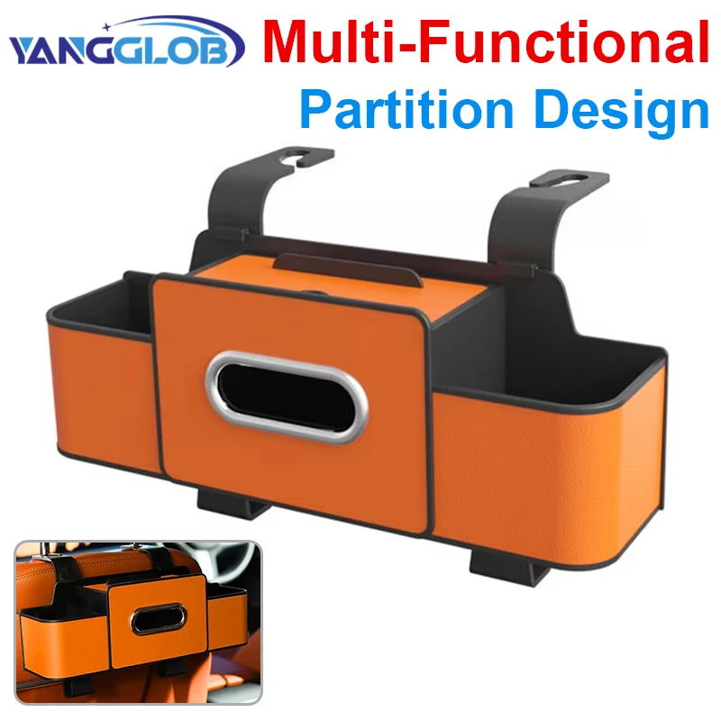 

Multifunctional Car Organizer Rear Drainage Holder Storage Hanging Box In Car Bag For Stowing Tidy With Phone Tissue Cup Holder