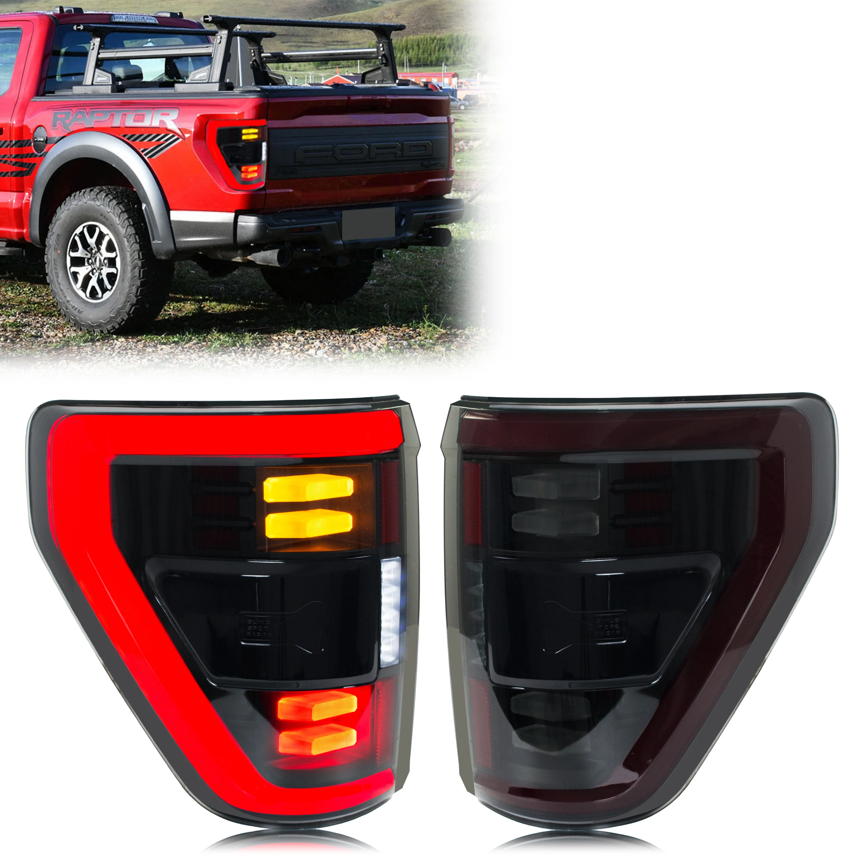 

LED Tail Lights for Ford F-150 F150 Lariat Raptor Limited 2021-2023 Sequential Turn Signal Rear Lamps Assembly [Not Fit XL/XLT]