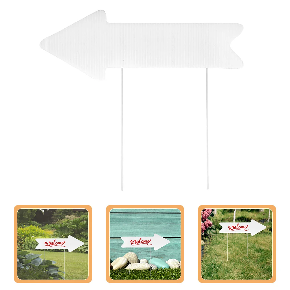 

2Pcs Blank Yard Sign with Stake for Outdoor Garden Wedding Party Decor - Corrugated Plastic DIY Directional Arrow Lawn Marker