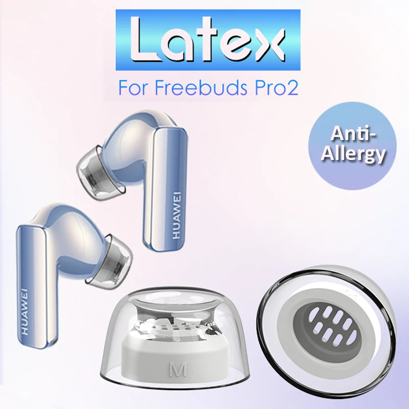 1 Pair Latex Eartips for FreeBuds Pro 2 Anti-Allergic Anti-Slip Noise-cancelling Earplugs True Wireless Earbuds Tips