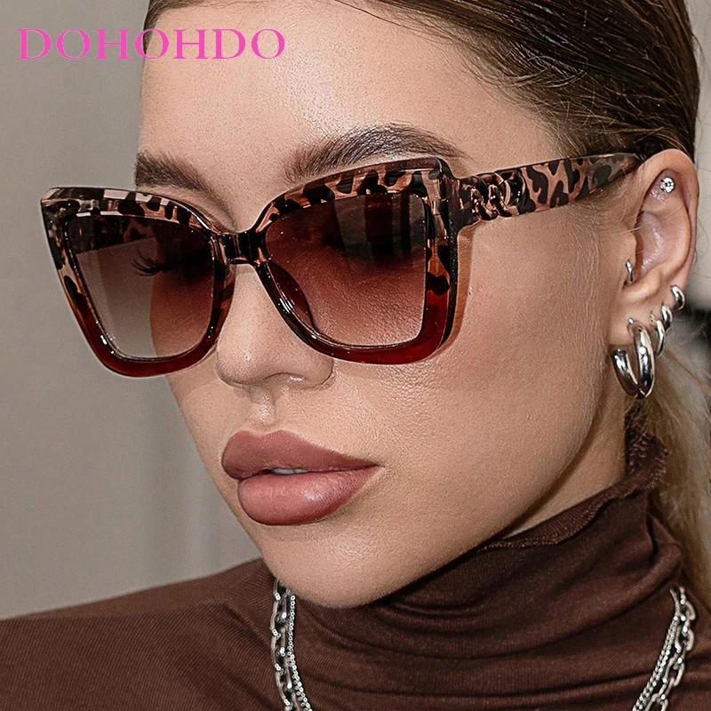 

DOHOHDO New Vintage Cat Eye Sunglasses Women Square Big Frame Sun Glasses Female Brand Designer Glasses Fashion Oculos De Sol