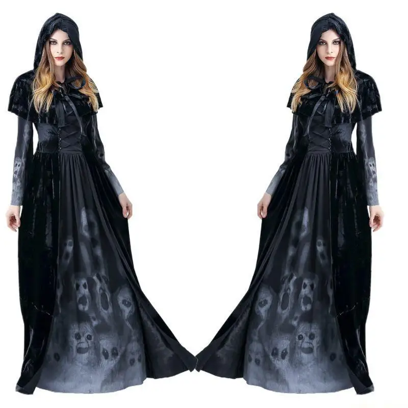 31BF สตรีฮาโลวีนแม่มดชุดคลุมด้วยผ้าน่ากลัว Souls สำหรับเครื่องแต่งกายคอสเพลย์แวมไพร์