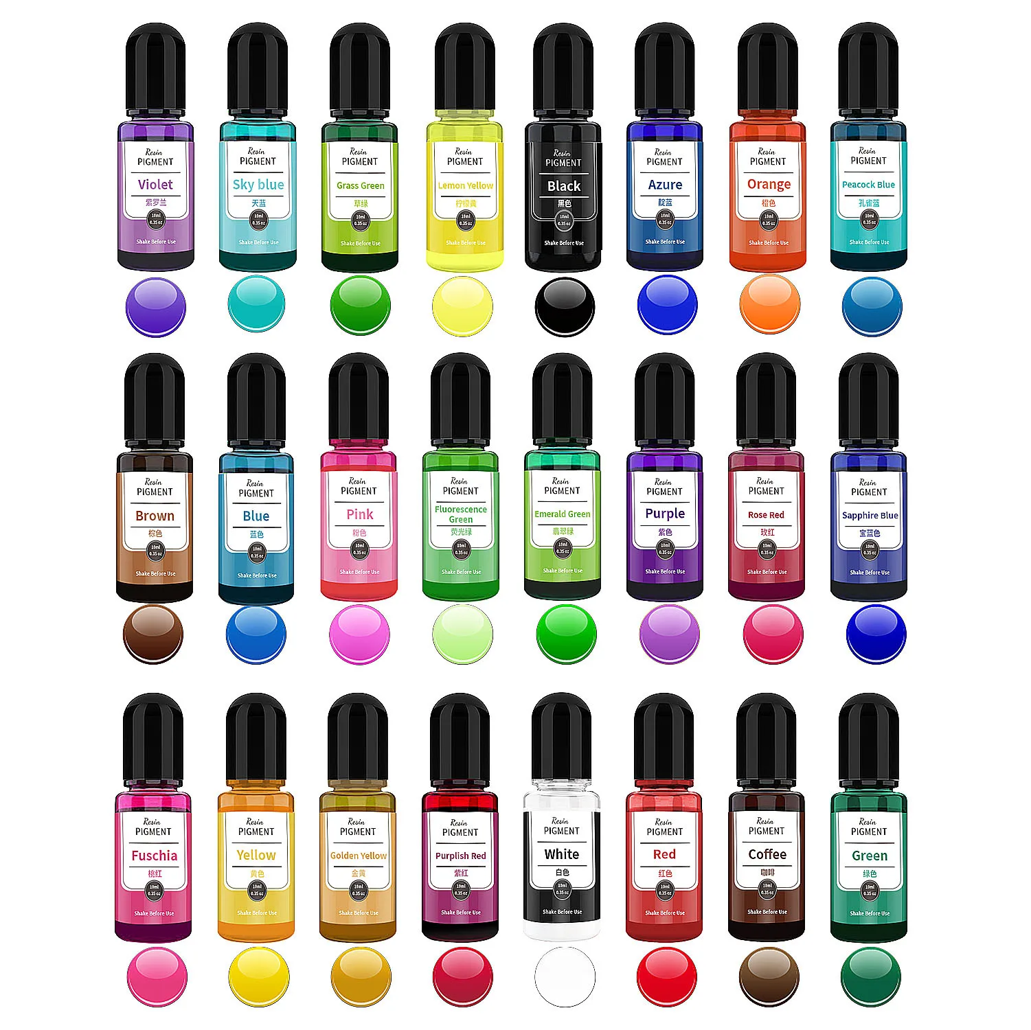 24 Color 10ml/Bottle Epoxy Resin Pigment Art Ink Alcohol Liquid Colorant Dye Ink Diffusion For Epoxy Resin DIY Jewelry Making