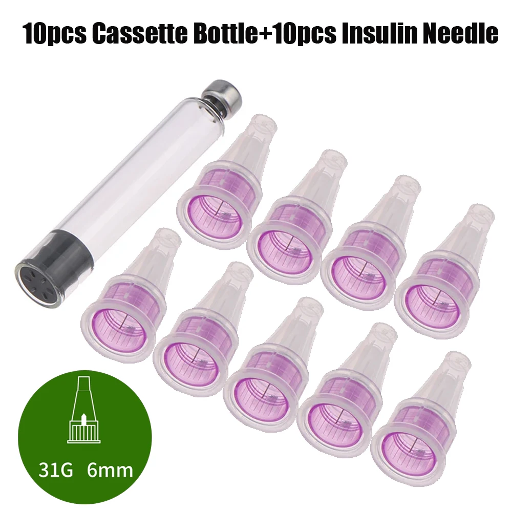 10+10pcs/Set Insulin Cartridges 3ml Cassette Bottle For Lilly Insulin Injection Pen Individual Packaging Medical Insulin Needle