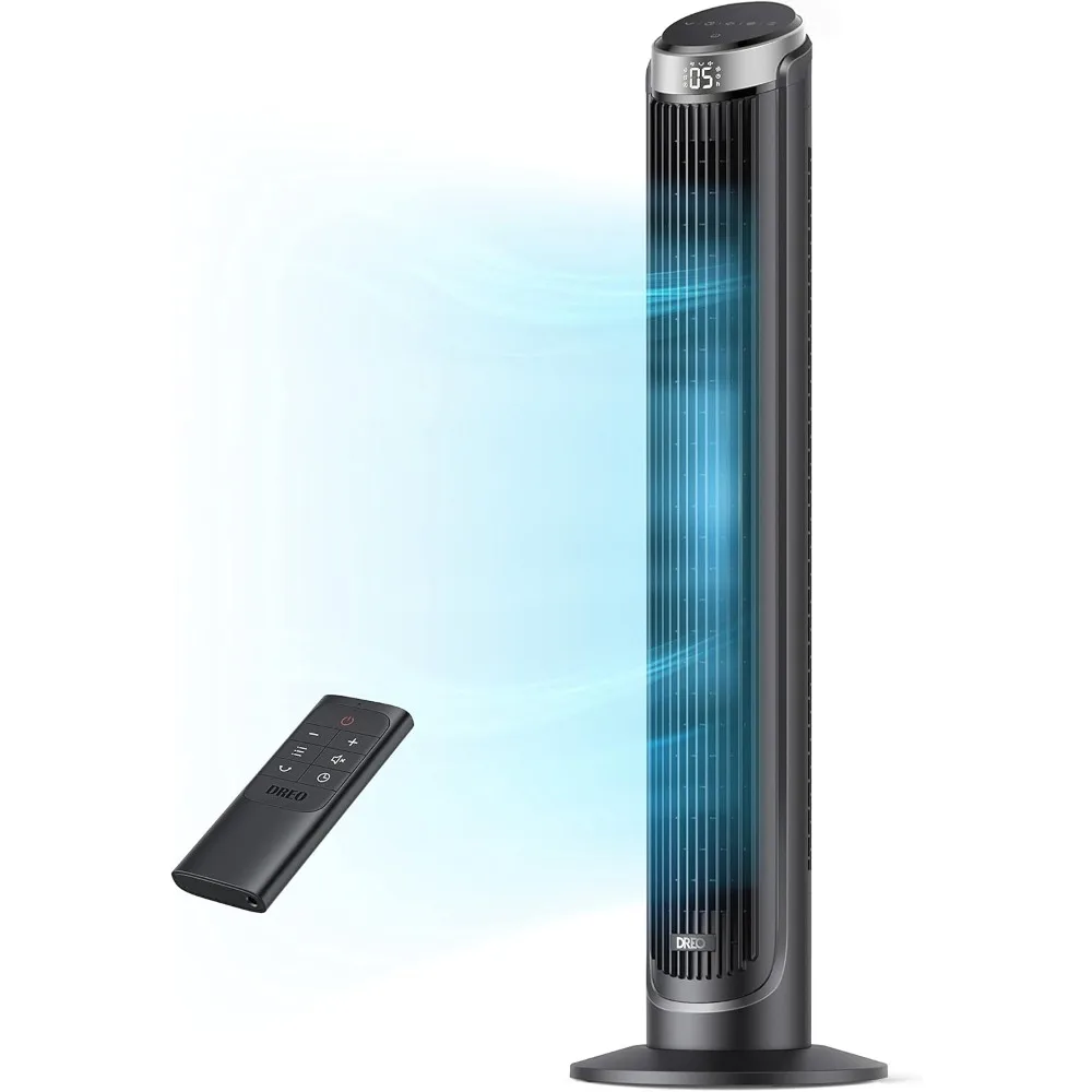 

Tower Fans for Bedroom,90° Oscillating Fans for indoors,LED Display with Touch,Remote Control,Quiet Bladeless Standing Floor Fan