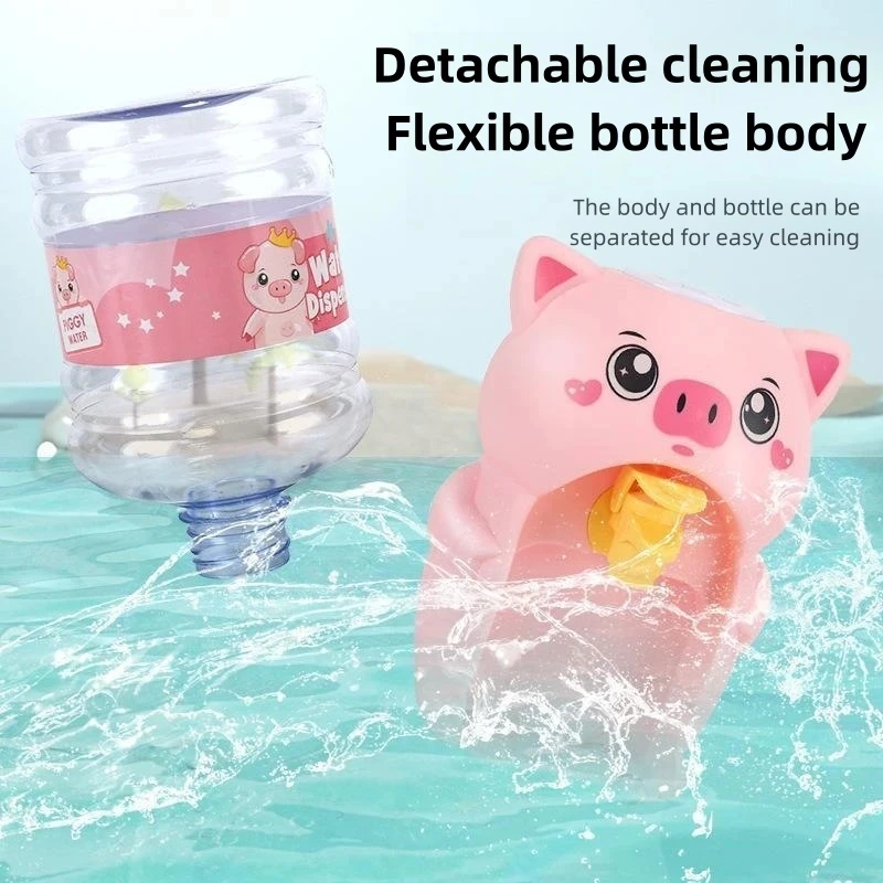 Mini Water Dispenser for Children Kids Gift Cute Cold/Warm Water Juice Milk Drinking Fountain Simulation Cartoon Pig Kitchen Toy