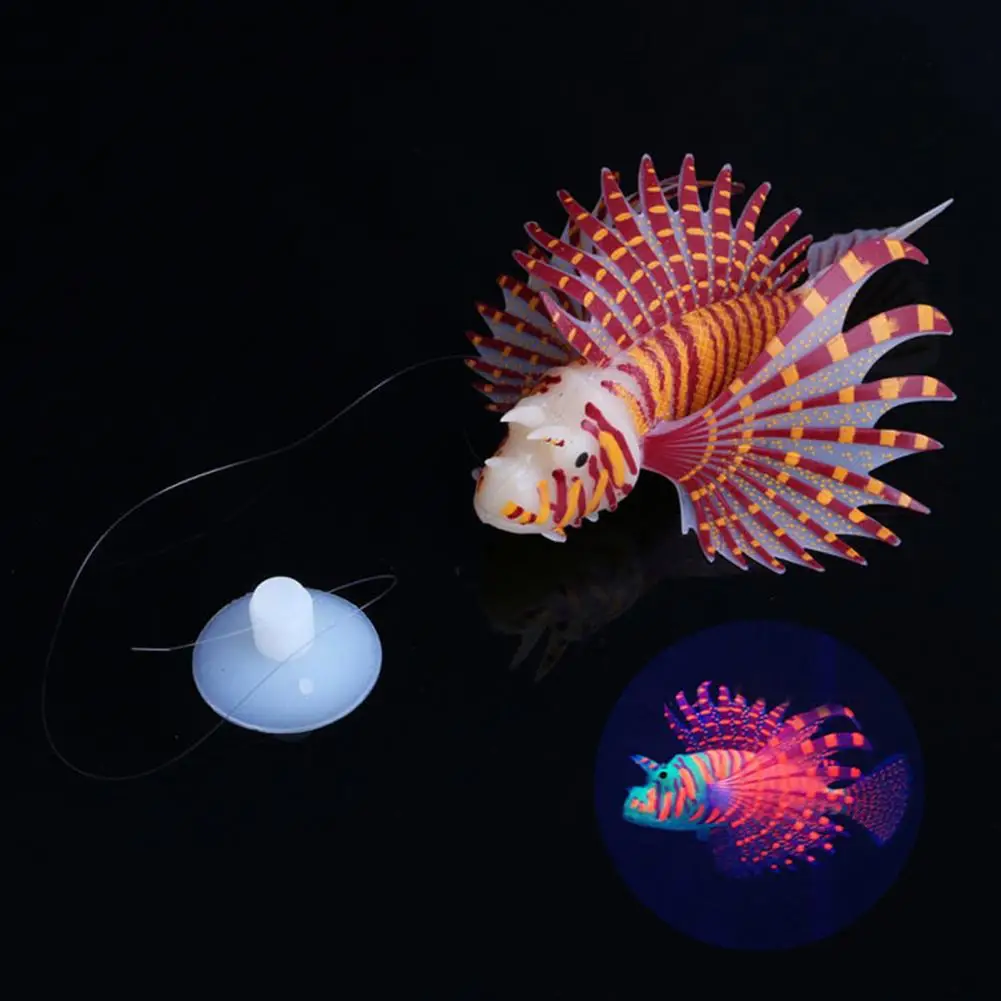 Simulated Lionfish Toy Realistic Glow-in-the-dark Lionfish Aquarium Decoration with Suction Cup Colorful Fish Model for Fish