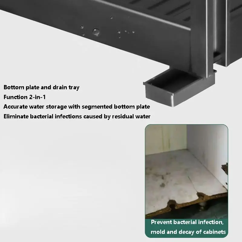 Alumínio Alloy Three-Layer Storage Rack, tipo gaveta armário de cozinha, tempero Pull Basket, UV Smart Lighting