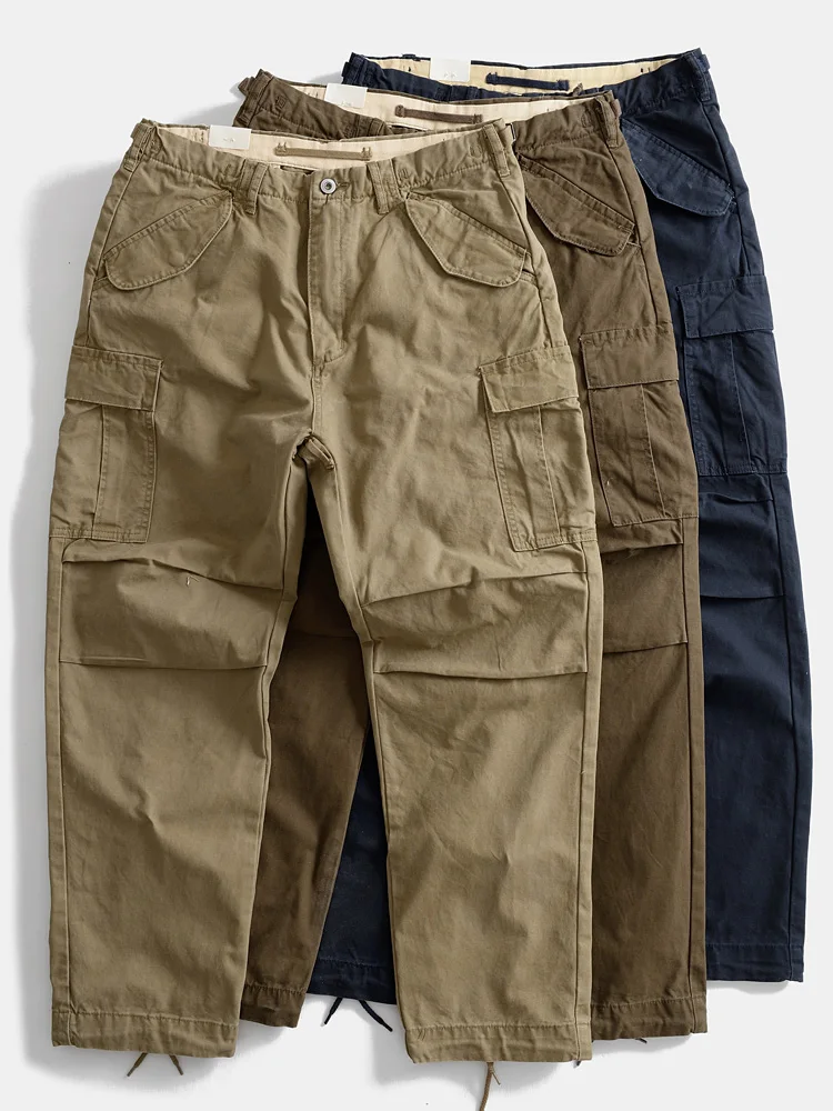 

Мужские свободные хлопковые рабочие брюки Thiened American Sle, повседневные уличные брюки с прямыми штанинами и множеством кетов, длинные брюки