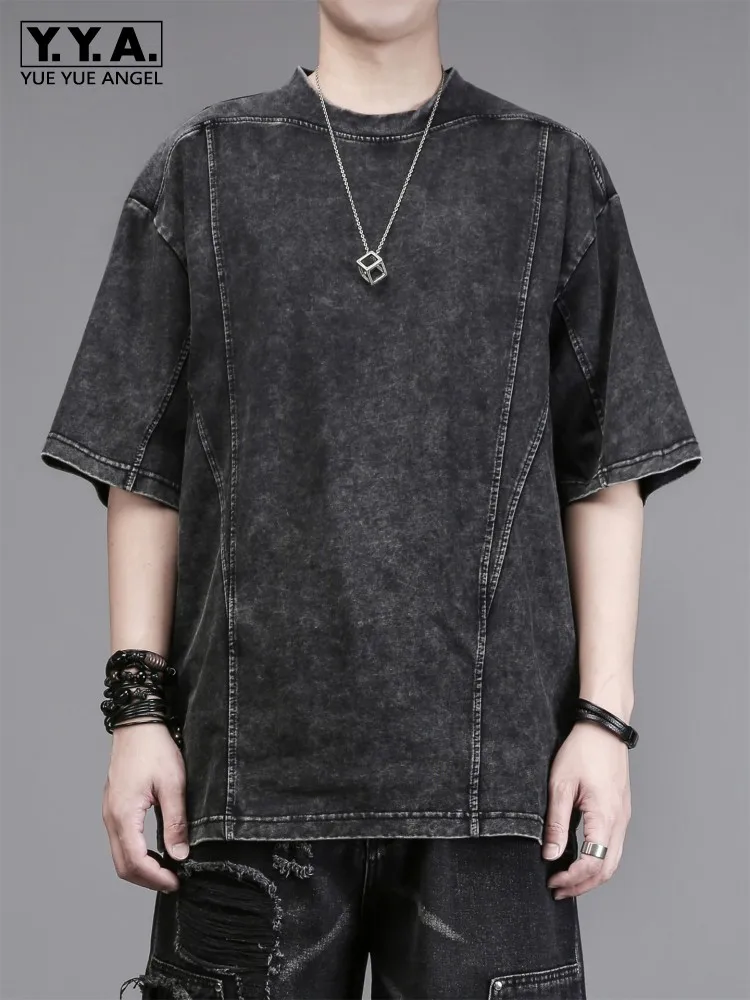 

High Street Mens Summer Short Sleeve T-Shirt Loose Fit Comfortable O Neck Pullover Tops Vintage Designer Casual Tees Tops Male