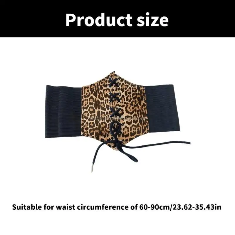 Leopardo Morset Cintura cintura cintura in pizzo retrò Laceup Wide Cincher French Styles Party Doldup Weling Weling