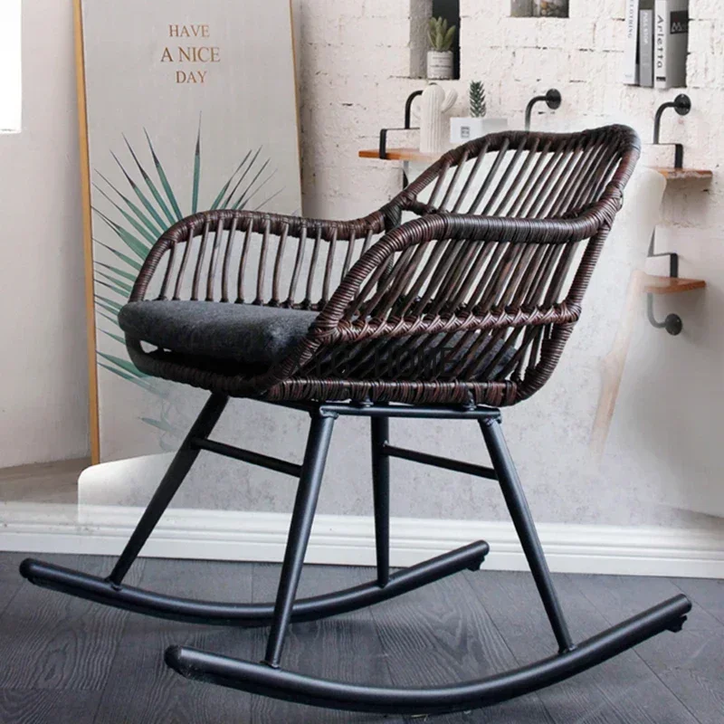 Balcony Rocking Chair Household Modern Living Room Light Luxury Chair Leisure Lazy Courtyard Rattan Chair Outdoor Furniture