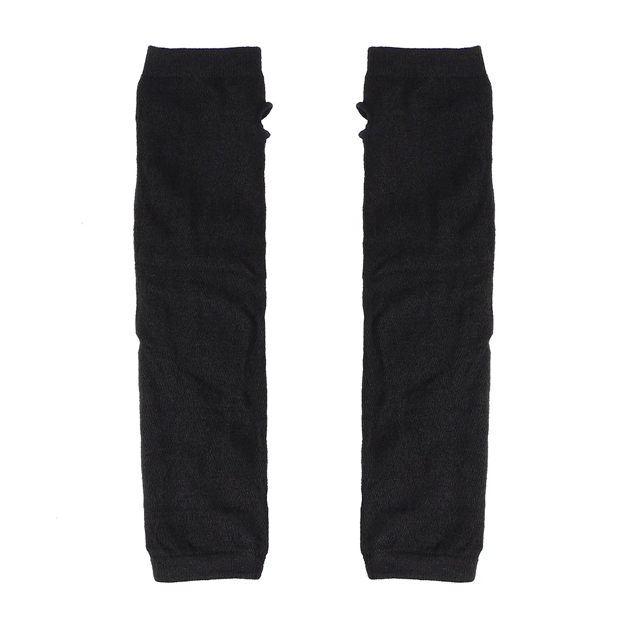 Winter Knitted Fingerless Gloves Arm Sleeve Long Warmers Thumb Hole Black Soft Breathable Comfortable Cold Weather