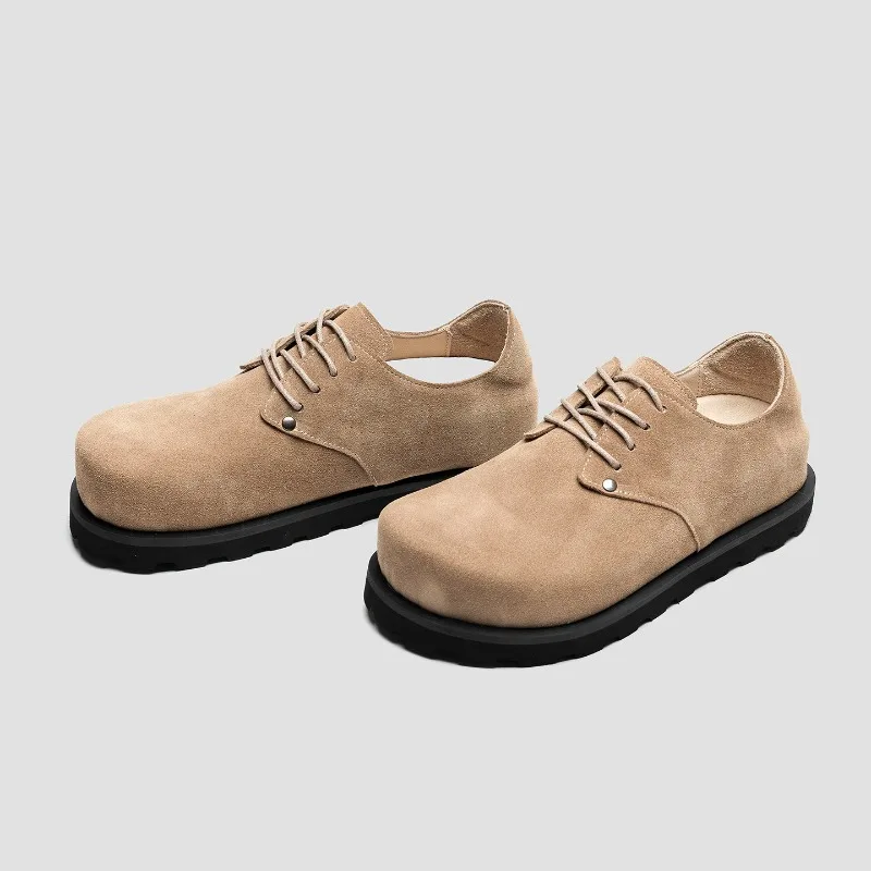 Designer Luxury Flat Work Walking Casual Leather Shoes Men's Derby Thick Sole Casual Business Genuine Leather Loafers Male
