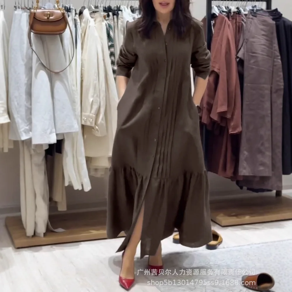 

Long Dress Women Dresses Casual Ruffless A Line Vestidos Y2k Streetwear V Neck Full Sleeve Elegant Splice Party Night Work 2025