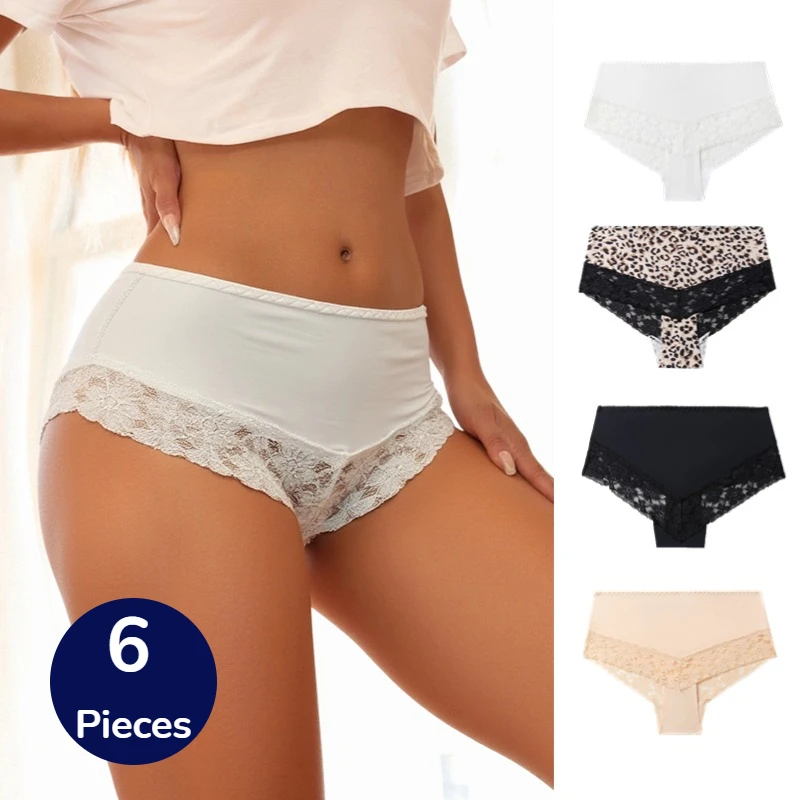 

WarmSteps, 6 шт./компл., модные женские трусики, французское кружево, женское сексуальное женское белье, леопардовые трусы, удобные дышащие трусы, новые
