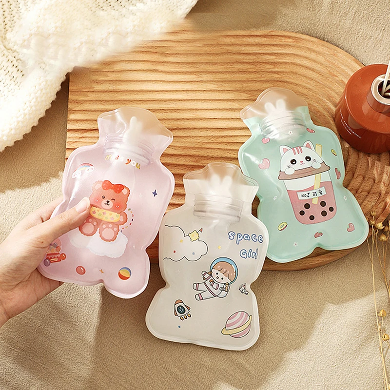Cute Mini Hot Water Bottles Portable Small Transparent Cartoon Water Filled Winter Hand Warming Water Bag Home Warming Supplies