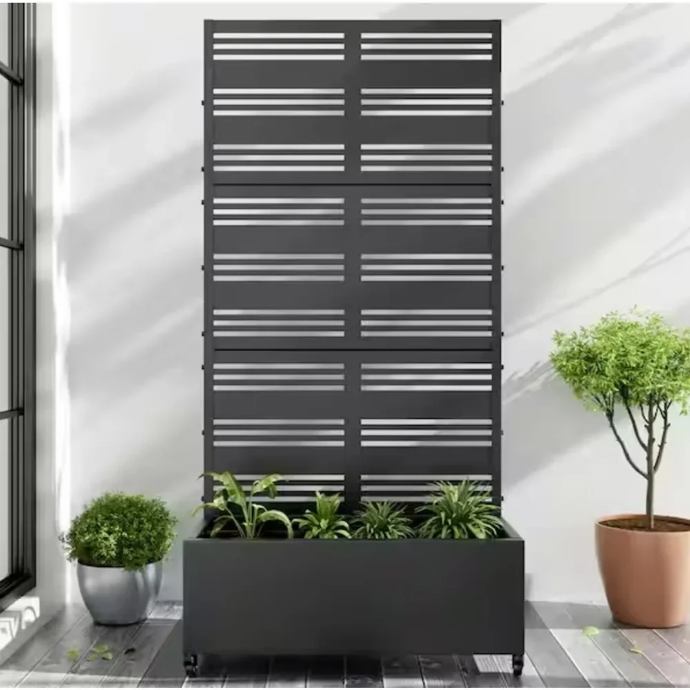High Quality 72 in. H X 47 in. W Metal  Rectangle Pots and Planter Raised Box with Trellis for Vine Climbing Plants
