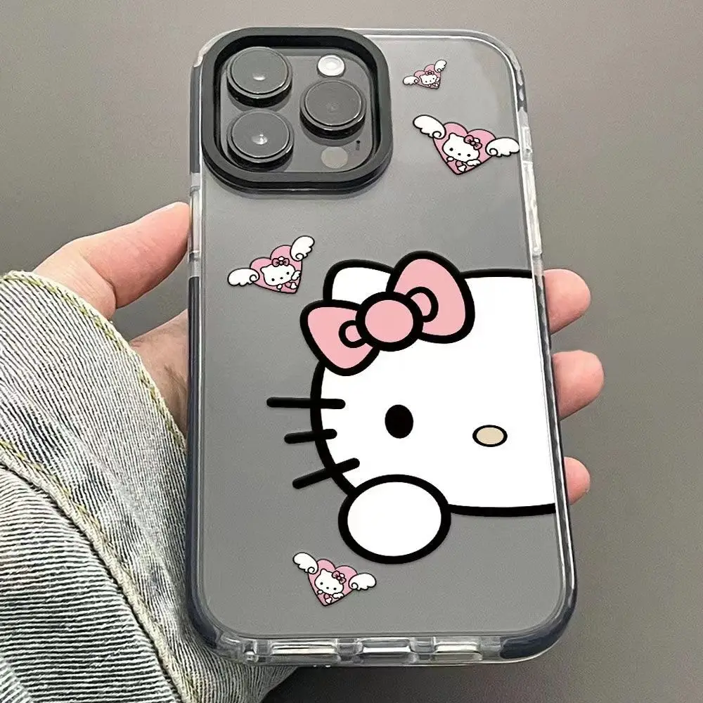 Sanrio Hello Kitty The Big Head Phone Case For iPhone 15 14 13 12 11 Pro Max 7 8 Plus XR XS MAX Y2K Girl Anti Fall Back Cover