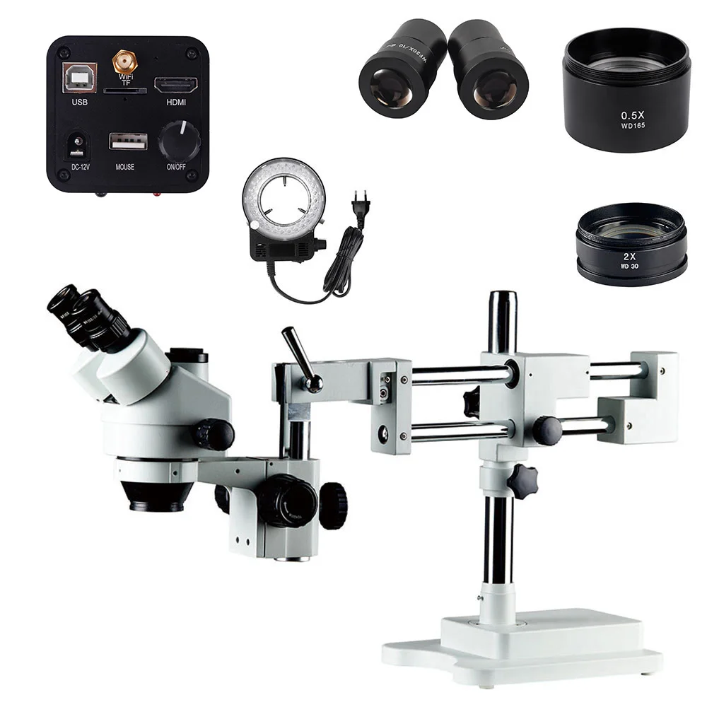 

Mobile Repair High Resolution Trinocular Stereo Microscope 3.5X-180X Protect Eyes Enlargement Inspection Zoom Microscope