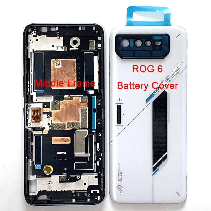 For  ROG 6 6D Battery Cover Housing For ASUS Phone 6 Back Cover Case Sticker Middle Frame Tencent Version