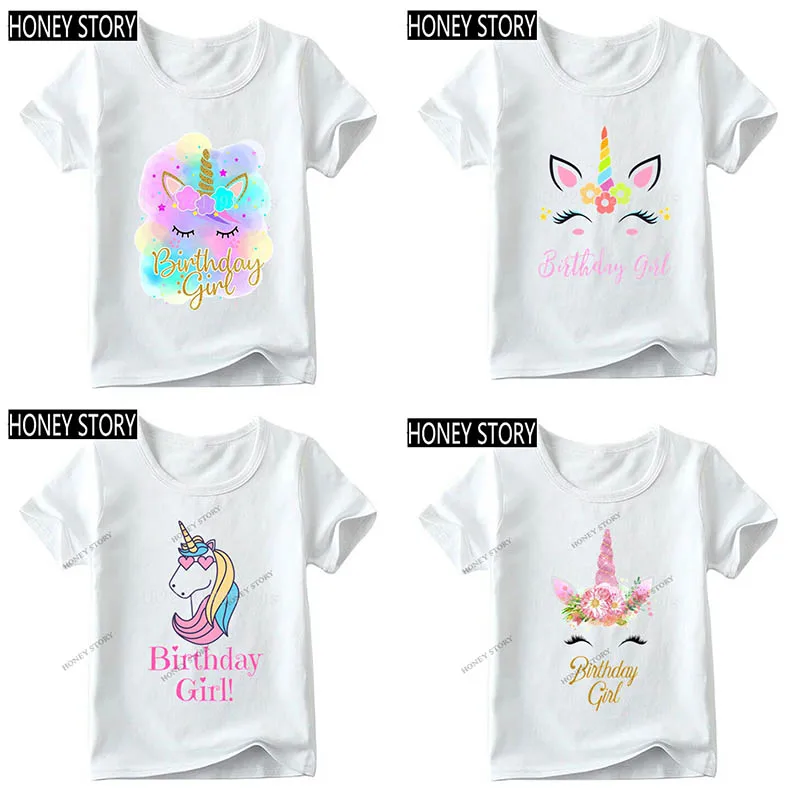 

Birthday Children's T-shirt Cute Unicorn Series Printed Cartoon Boys Girls T Shirts Summer Kids O-Neck Top Birthday Gift Clothes