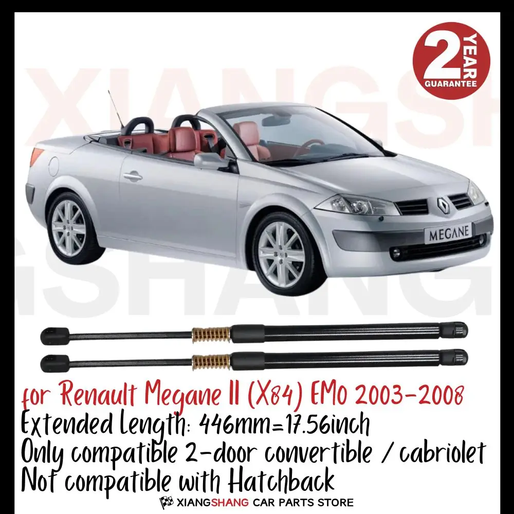 

2pcs Rear Tailgate Damper for Renault Megane II (X84) EM0/1 Convertible 2003-2008 WITH SPRING Trunk Boot Gas Charged Gas Struts