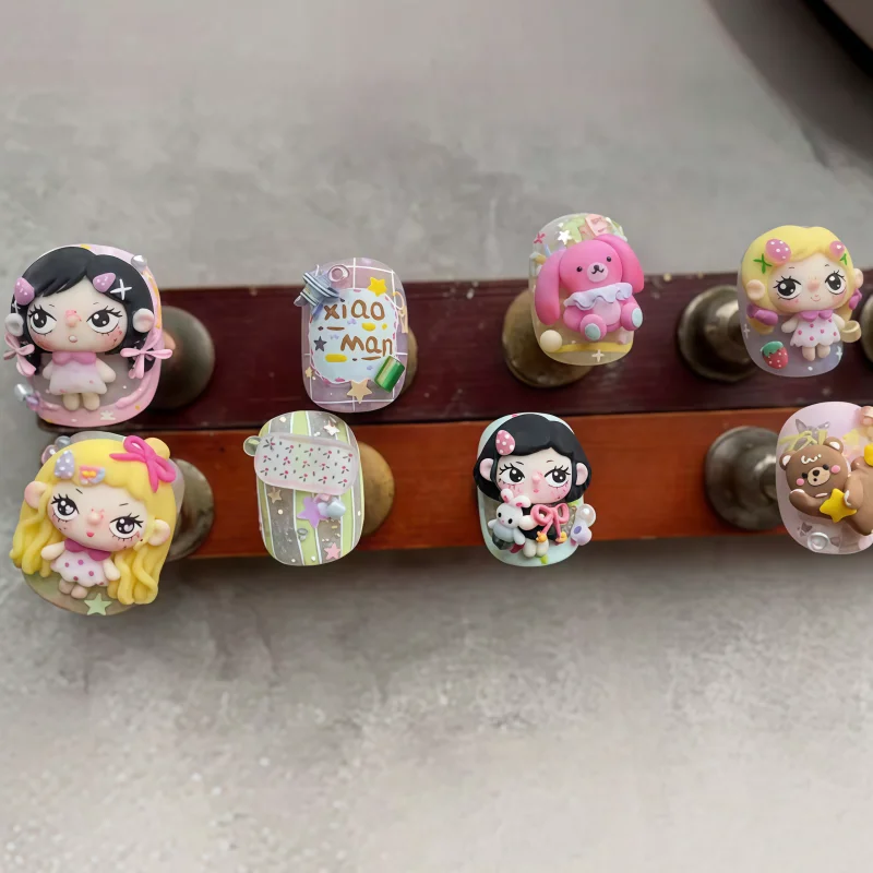 Niedliche Cartoon-Mädchen 3D-Silikonform für Nägel, DIY-Puppe, Hase mit Brille, Nagelkunst-Deko, Gießform für Kunstharz, Maniküre-Zubehör – Detail 8
