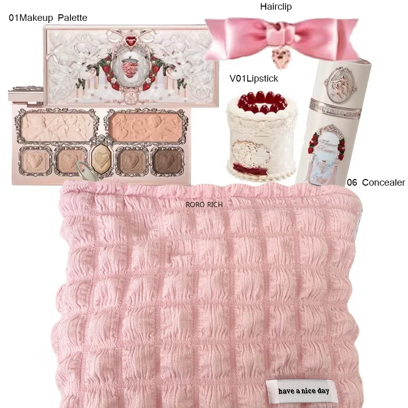 Flower Knows Collezione Cupido di fragole Set di trucchi Palette per il viso Ombretto Fard liquido Rossetto Flowerkareness Scatola misteriosa