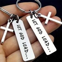 Cross Keychain for Women Men Christian Inspirational  Let God Lead Keyring for Car Key Backpack Wallet Faith Religious Baptism