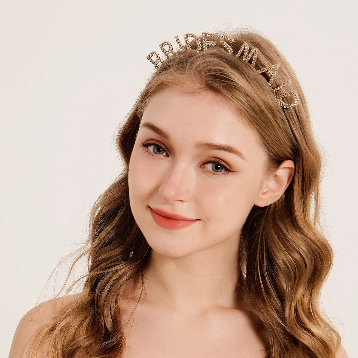 غطاء رأس لوصيفة العروس على شكل حرف أبجدي إبداعي - BRIDE SMAID عصابة رأس كاملة من حجر الراين وإكسسوارات شعر لحفلات الزفاف