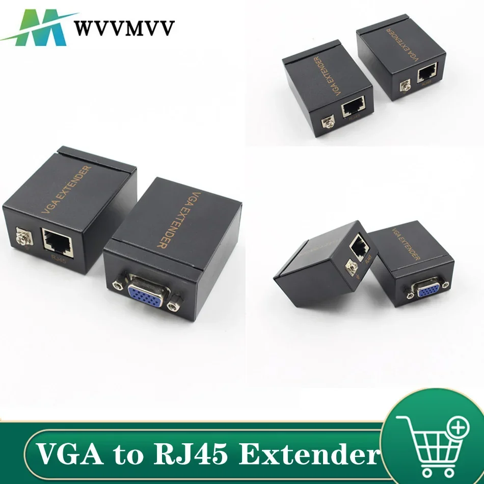 1 Pair Receiver Transmitter VGA To RJ45 Extender Repeater By Cat5e/6 Up To 60M VGA UTP for PC Laptop Computer Projector