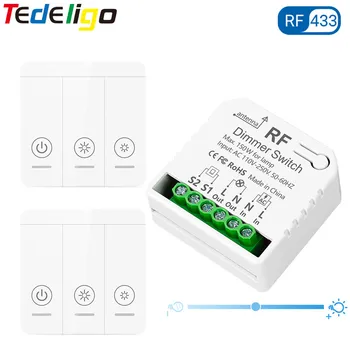 Tedeligo RF 433 mhz LED Dimmer Anahtarı 110 V 220 V 150 W Işık Parlaklığı Ayarlanabilir Modül Desteği 2 Yollu Kablolu ve Kablosuz Kontrol