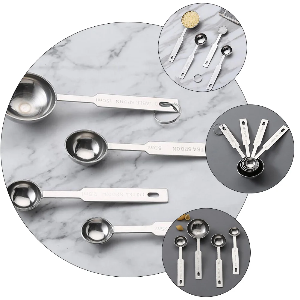

4Pcs Stainless Steel Measuring Spoons Engraved Set Kitchen Cooking Baking Multipurpose Tool with Accurate Scale