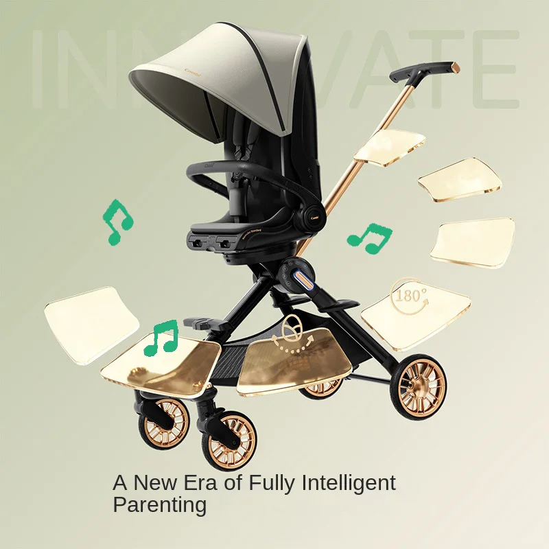 

OEM Custom Smart Bluetooth Electric Baby Stroller Dual Direction High Landscape Sit Lie Down Lightweight Portable Wholesale