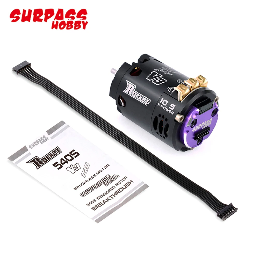 Surpass Hobby Rocket 540 V3 2-Pole Sensored Brushless Motor Dual Sensor Port 3.175mm Shaft For F1, 1/12, 1/10 Off-road Drift Car