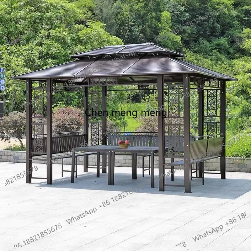 Outdoor gazebo tent awning outdoor wrought iron garden patio table chair terrace