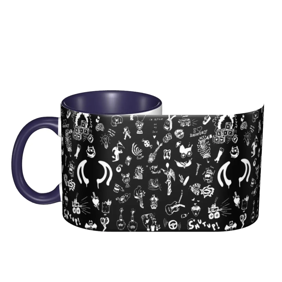 Yungblud Drawings Tattoo Sheet Mug Funny Ceramic Coffee Cups Tea Mugs Milk Cup Drinkware Gifts for Woman Man DIY Custom
