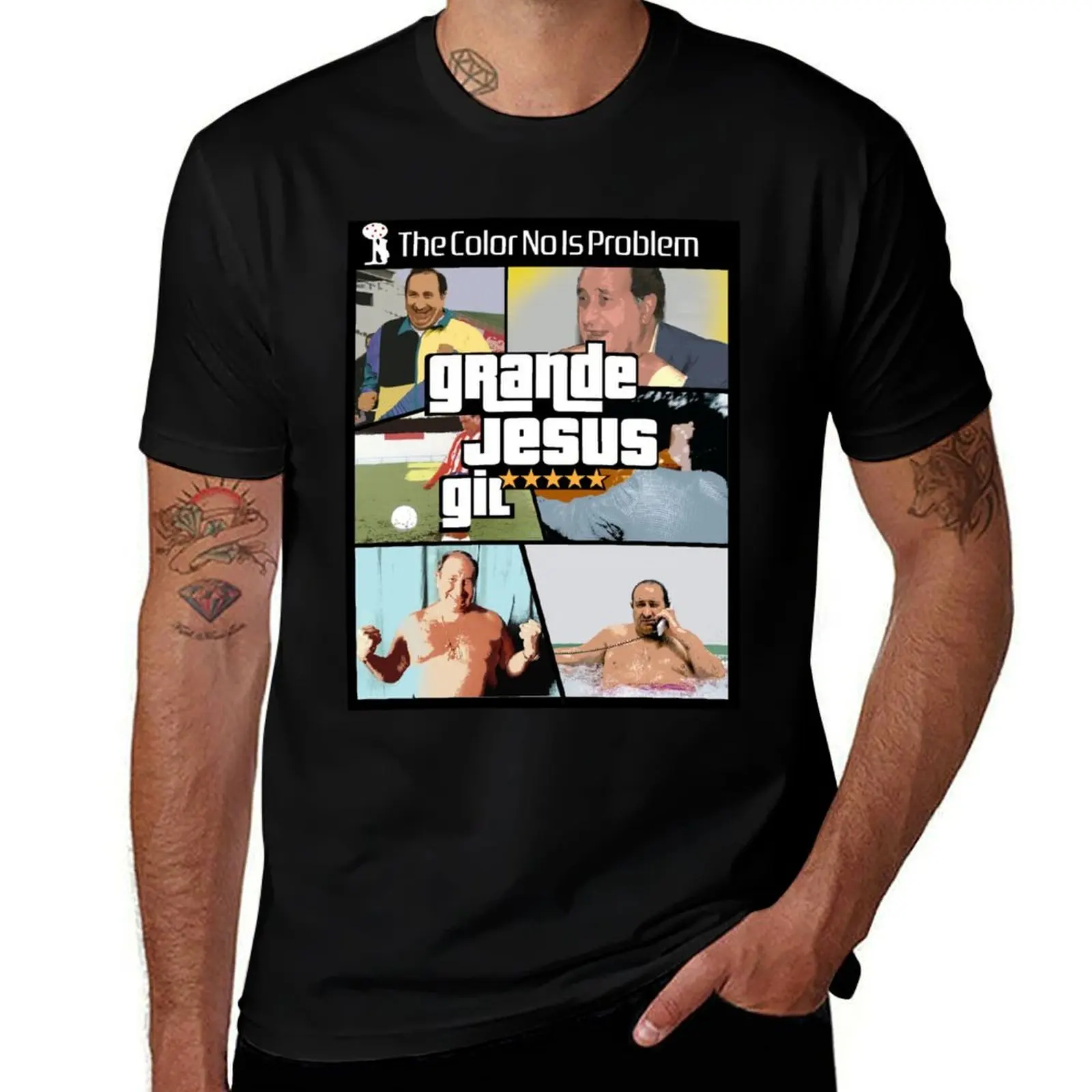 تي شيرت Grande Jesus Gil El Videojuego تي شيرت قطني برسومات تي شيرت عتيق للرجال للتمرين #1