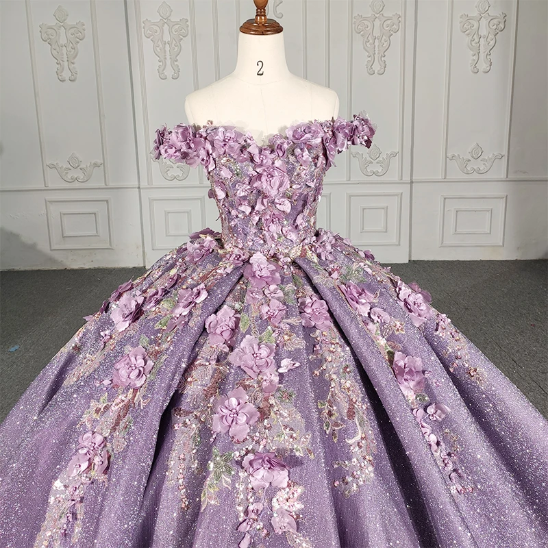 DY1115 Purple Sweetheart Quinceanera Dresses For 15 Party Princess Appliques Organza Lace Birthday Party Dress 2023 Robes De Bal