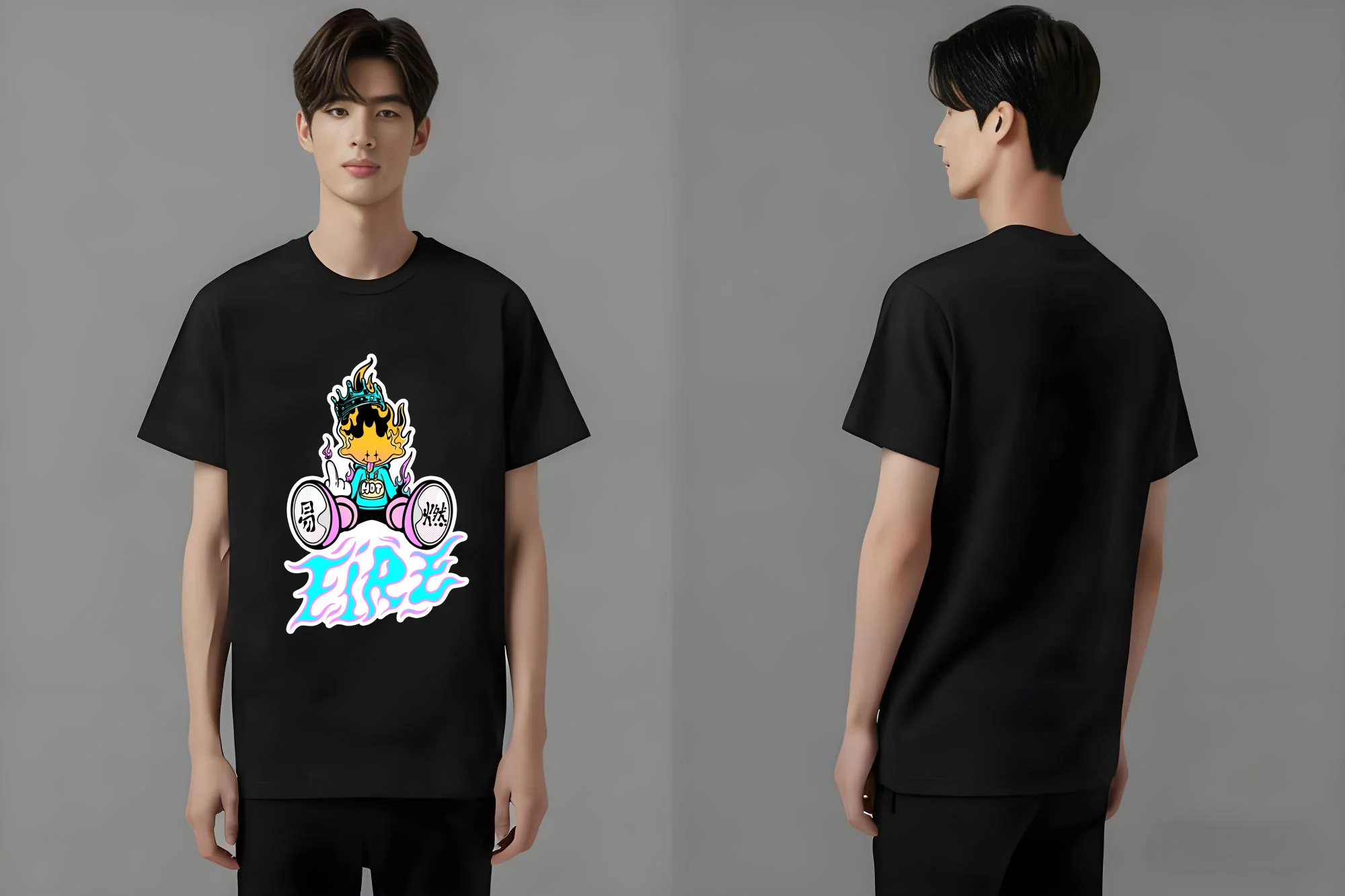 

Новая тенденция уличной одежды Y2K 2025 года — повседневные и удобные футболки с принтами мультяшных персонажей, графические футболки в стиле Харадзюку.