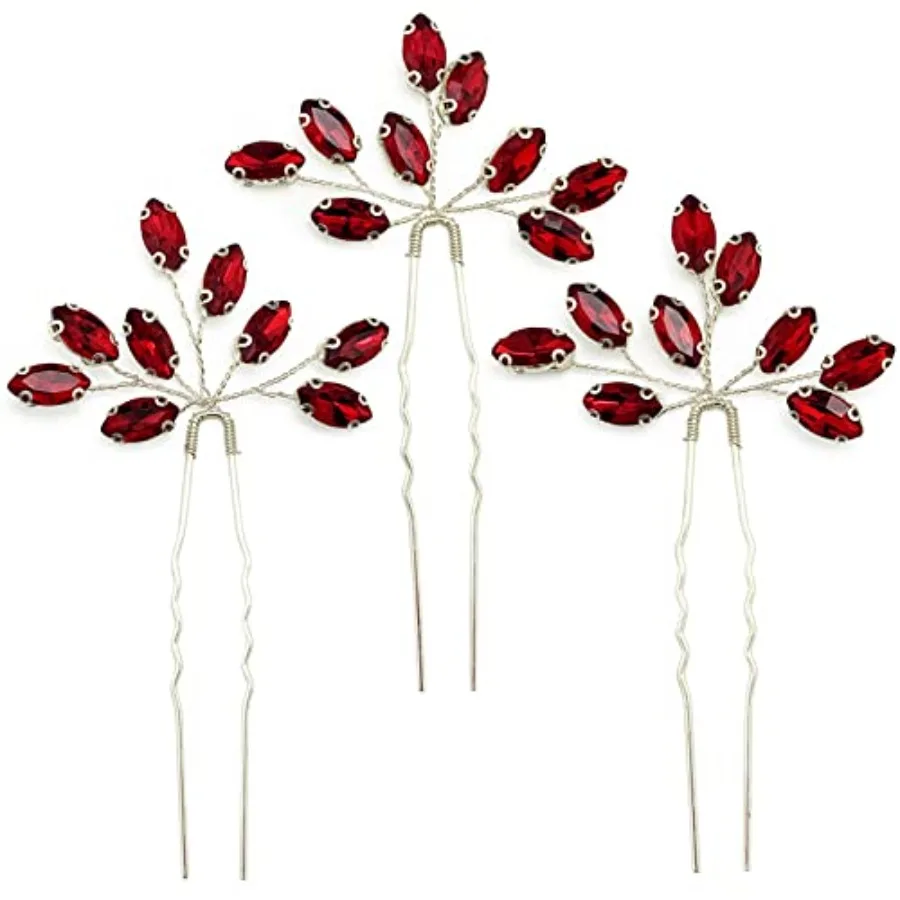 

Crystal Bridal Hair Pins 3 Pieces Rhinestone Flower Headpieces Wedding Hair Accessories for Bride Bridesmaids Women